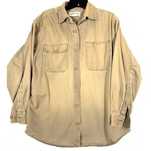 Orvis Men's Button Down Dark Khaki Shirt Size M RN70534 -Unisex